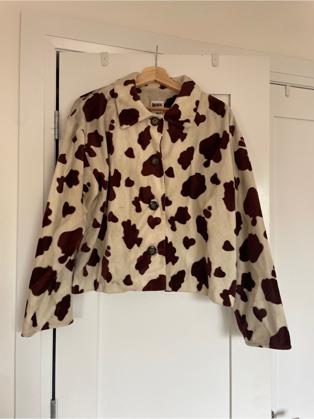 Kiko Cream Jacket with Brown Cow-Print